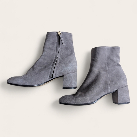 M Gemi Shoes - M. GEMI "Corsa" Italian Suede Block Heel Ankle Boot Grey Size 37 (7)